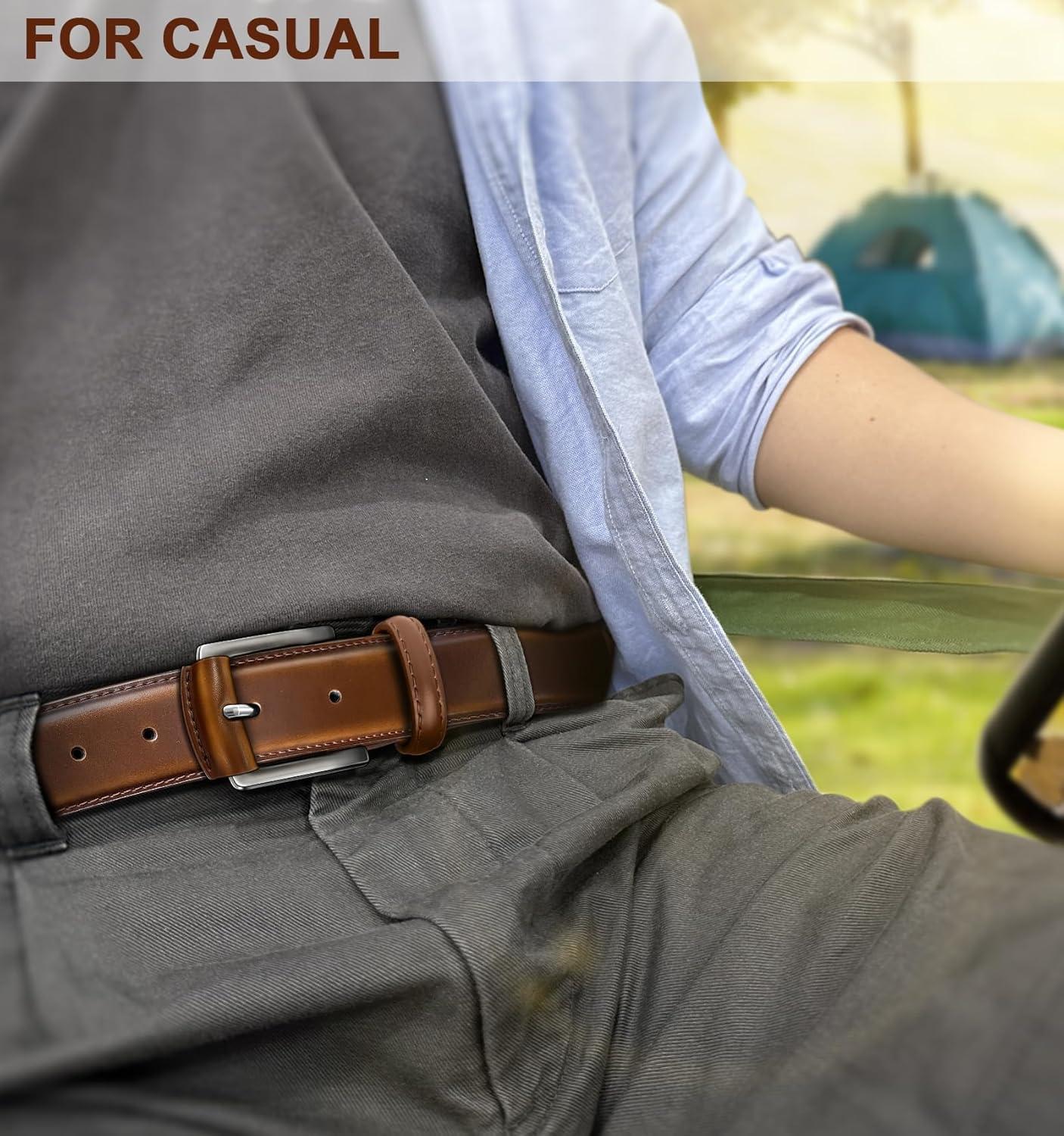 image:imageBULLIANT Men Belt Multi PackLeather Belt For Gift Men Golf Dress Casual Jean 7Holes 1 38Retro Red Brick4150
