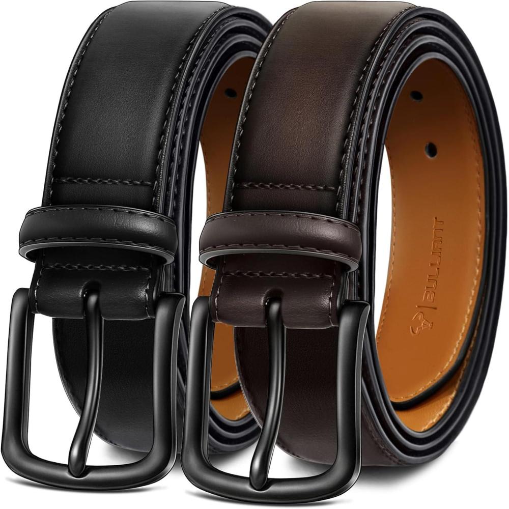 image:imageBULLIANT Men Belt Multi PackLeather Belt For Gift Men Golf Dress Casual Jean 7Holes 1 382packblackDeep Brown6464