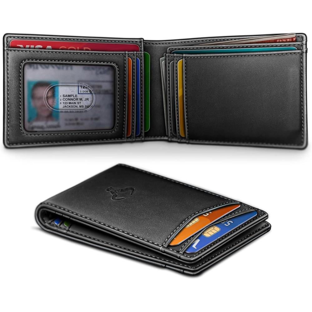 image:imageBULLIANT Men WalletMagnetic Wallet FullGrain Leather Slim Pocket Fit 10Cards RFID Blocking 42 x3Black8414