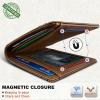 BULLIANT Men Wallet,Magnetic Wallet Full-Grain Leather Slim Pocket Fit 10Cards RFID Blocking 4.2″ x3”(Pecan Pie8416)