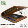 BULLIANT Men Wallet,Magnetic Wallet Full-Grain Leather Slim Pocket Fit 10Cards RFID Blocking 4.2″ x3”(orange brown8415)
