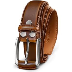 BULLIANT Men Belt Multi Pack,Leather Belt For Gift Men Golf Dress Casual Jean 7Holes 1 3/8″(Retro Red Brick4150)