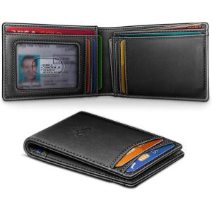 BULLIANT Men Wallet,Magnetic Wallet Full-Grain Leather Slim Pocket Fit 10Cards RFID Blocking 4.2″ x3”(Black8414)