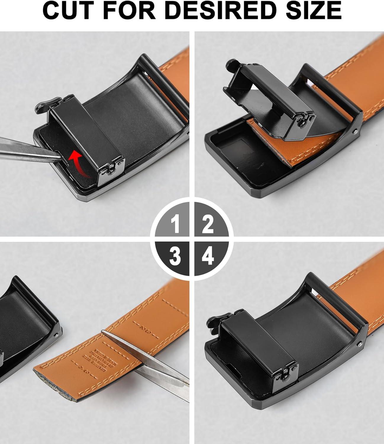 image:imageBULLIANT Men BeltRatchet Leather Adjustable Belt tailless For Gift Men Dress Casual Jeans 1 38 Hiding TailCut For FitDeep Brown4695