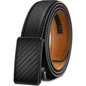 BULLIANT Men Belt-Ratchet Leather Adjustable Belt tailless For Gift Men Dress Casual Jeans 1 3/8″ Hiding Tail-Cut For Fit(Black4694)