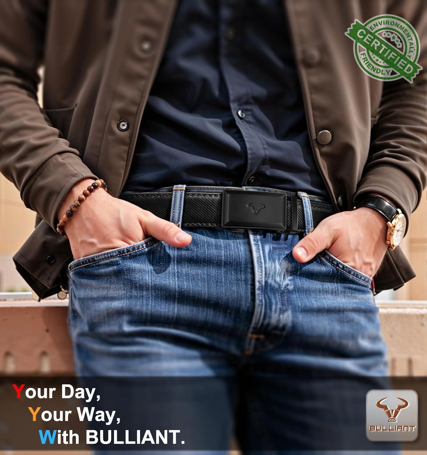 image:imageBULLIANT Men BeltRatchet Leather Belt Click Adjustable for Men Jeans Dress Casual 1 38Cut to FitBlack8596
