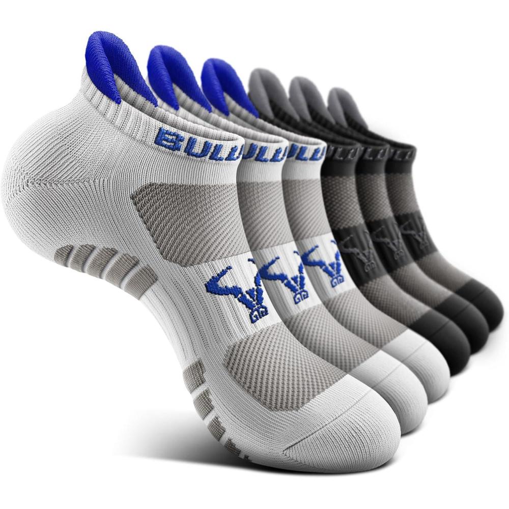 image:imageBULLIANT Men Running SocksActive Ankle Socks No Show For Men With Cushioned Footbed Arch Support Breathable Wicking6pairs2 Color Mixed8644