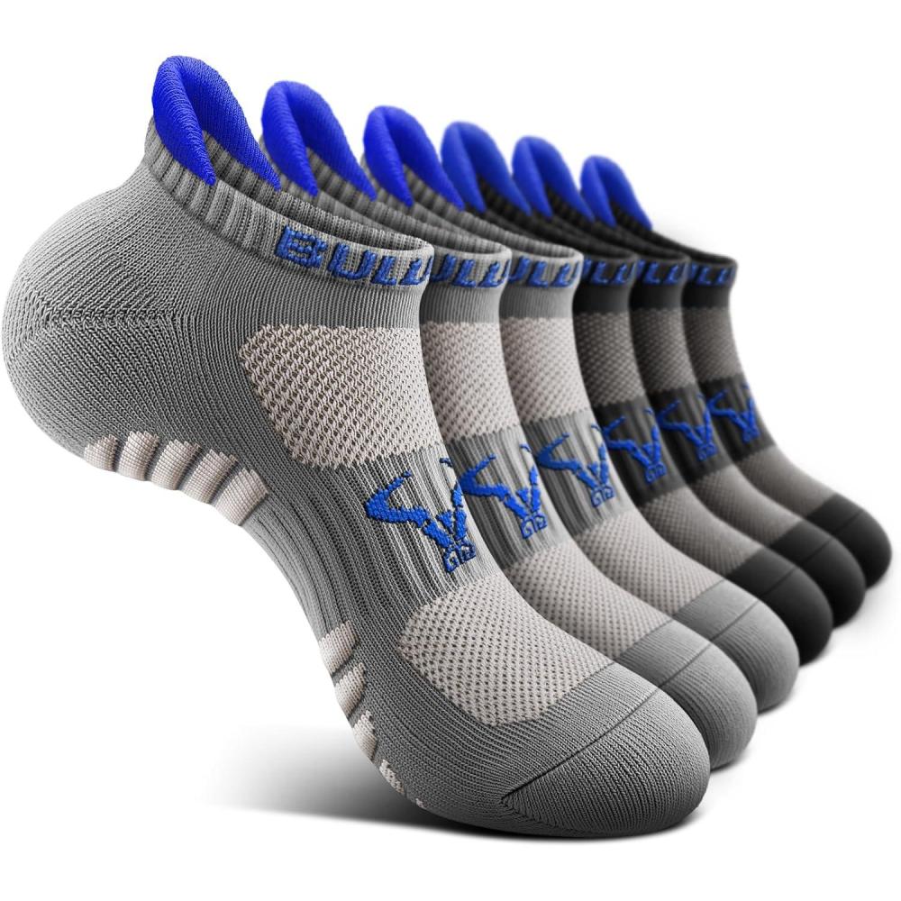 image:imageBULLIANT Men Running SocksActive Ankle Socks No Show For Men With Cushioned Footbed Arch Support Breathable Wicking6pairs2 Color Mixed8645