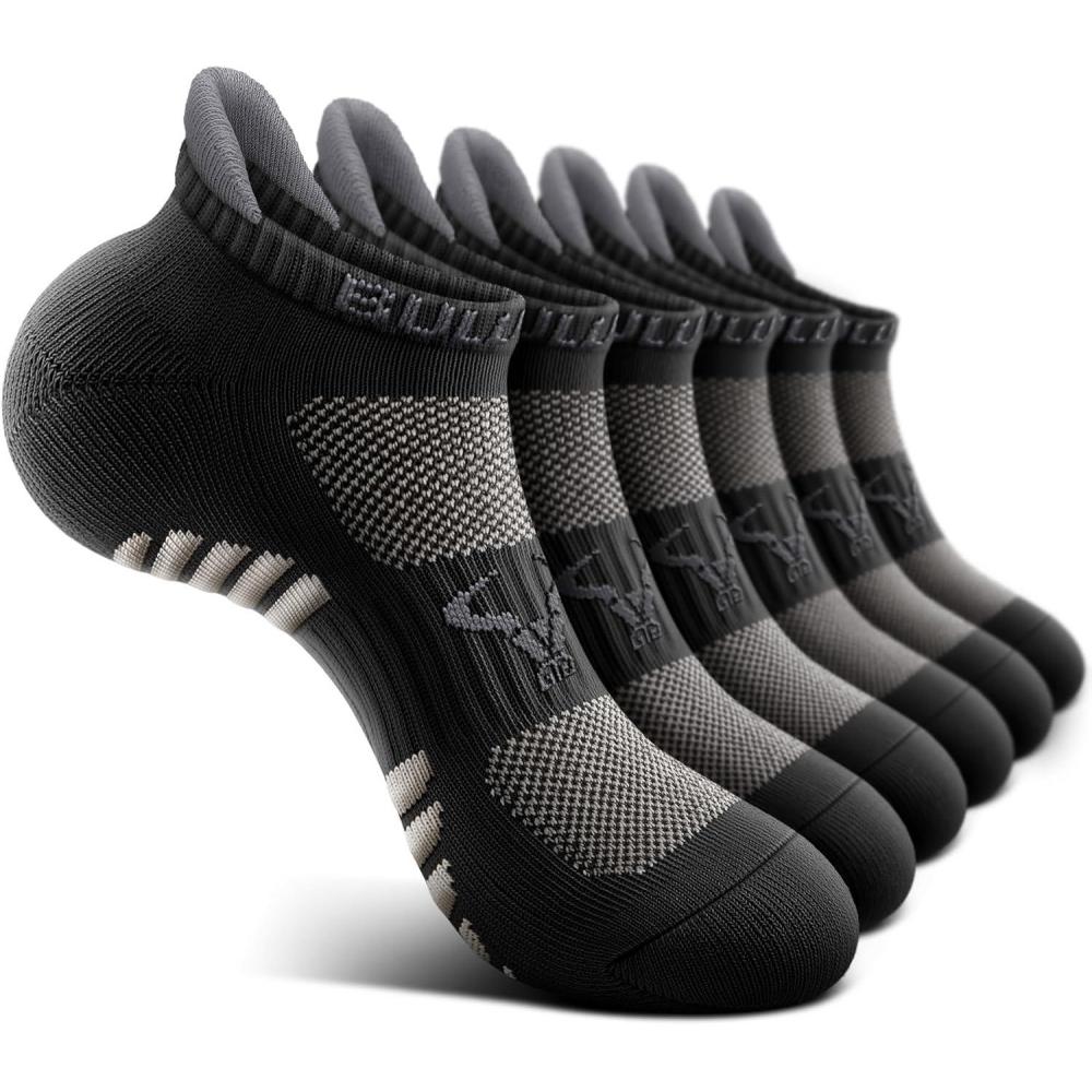 image:imageBULLIANT Men Running SocksActive Ankle Socks No Show For Men With Cushioned Footbed Arch Support Breathable Wicking6pairsblack8642