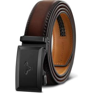 BULLIANT Men Belt,Ratchet Leather Belt Click Adjustable for Men Jeans Dress Casual 1 3/8-Cut to Fit(Deep Brown8599)