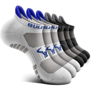 BULLIANT Men Running Socks,Active Ankle Socks No Show For Men With Cushioned Footbed Arch Support Breathable Wicking(6pairs-2 Color Mixed8644)