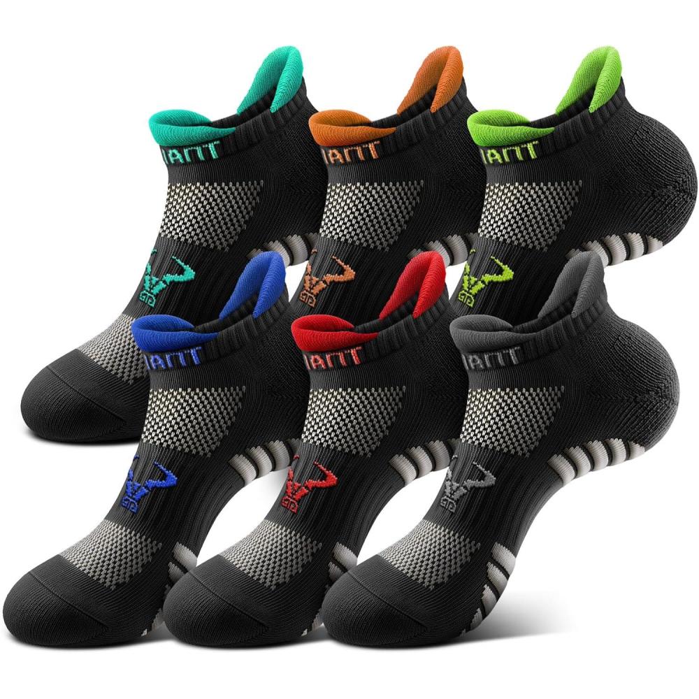 image:imageBULLIANT Men Ankle Socks Running Socks Extra Stretch NylonArch Support Cushioned Sole Breathable Wicking6pairsblack8625