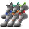 BULLIANT Men Ankle Socks Running Socks Extra Stretch Nylon-Arch Support Cushioned Sole Breathable Wicking(6pairs-gray Heather 8627)