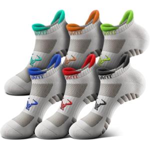 BULLIANT Men Ankle Socks Running Socks Extra Stretch Nylon-Arch Support Cushioned Sole Breathable Wicking(6pairs-creamy White8626)