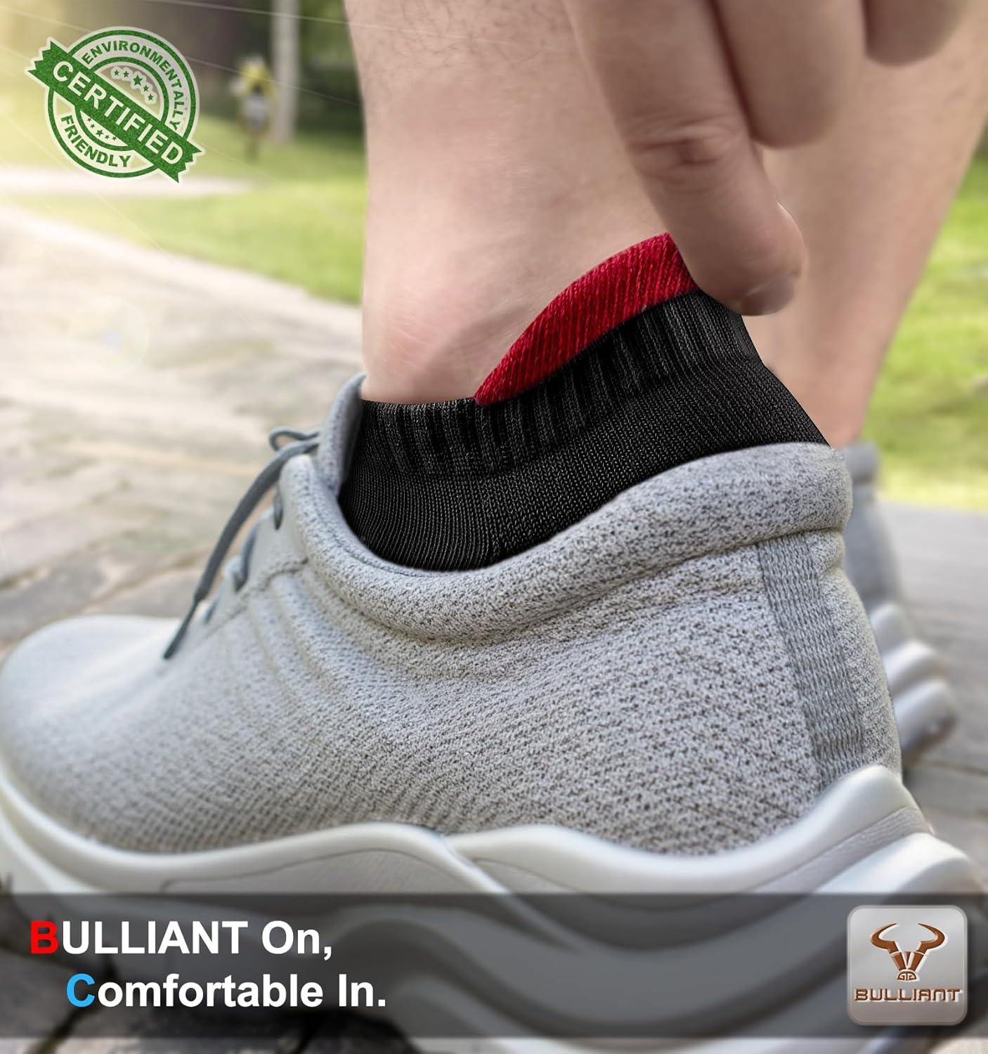 image:imageBULLIANT Men Running SocksActive Ankle Socks No Show For Men With Cushioned Footbed Arch Support Breathable Wicking6pairs3 Color Mixed8646
