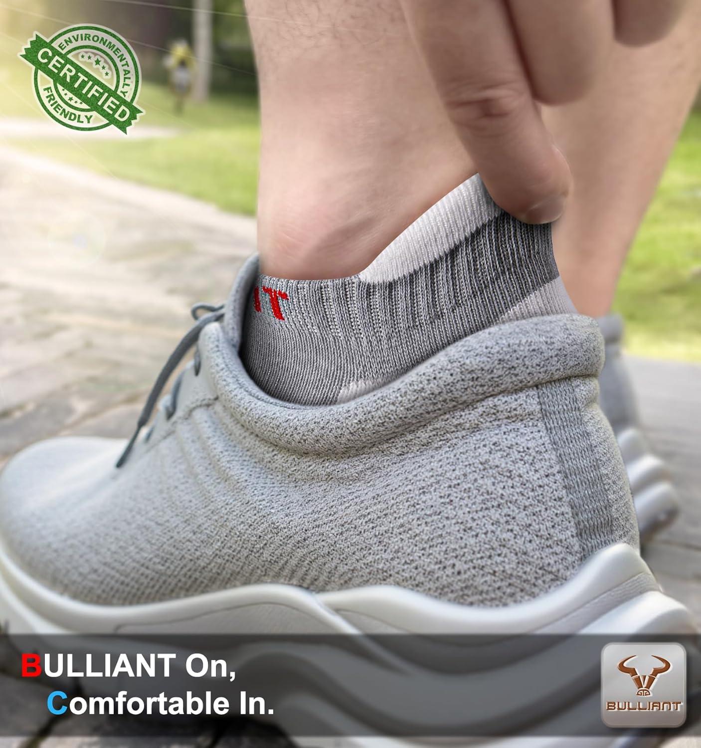 image:imageBULLIANT Men Running SocksActive Ankle Socks No Show For Men With Cushioned Footbed Arch Support Breathable Wicking6pairs6 Color Mixed8257
