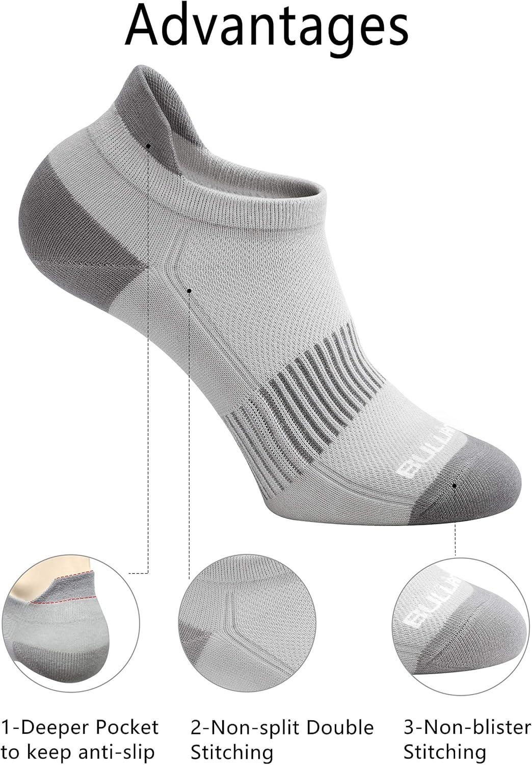 image:imageBULLIANT Men Running SocksActive Ankle Socks No Show For Men With Cushioned Footbed Arch Support Breathable Wicking6pairsblackDark Gray4208