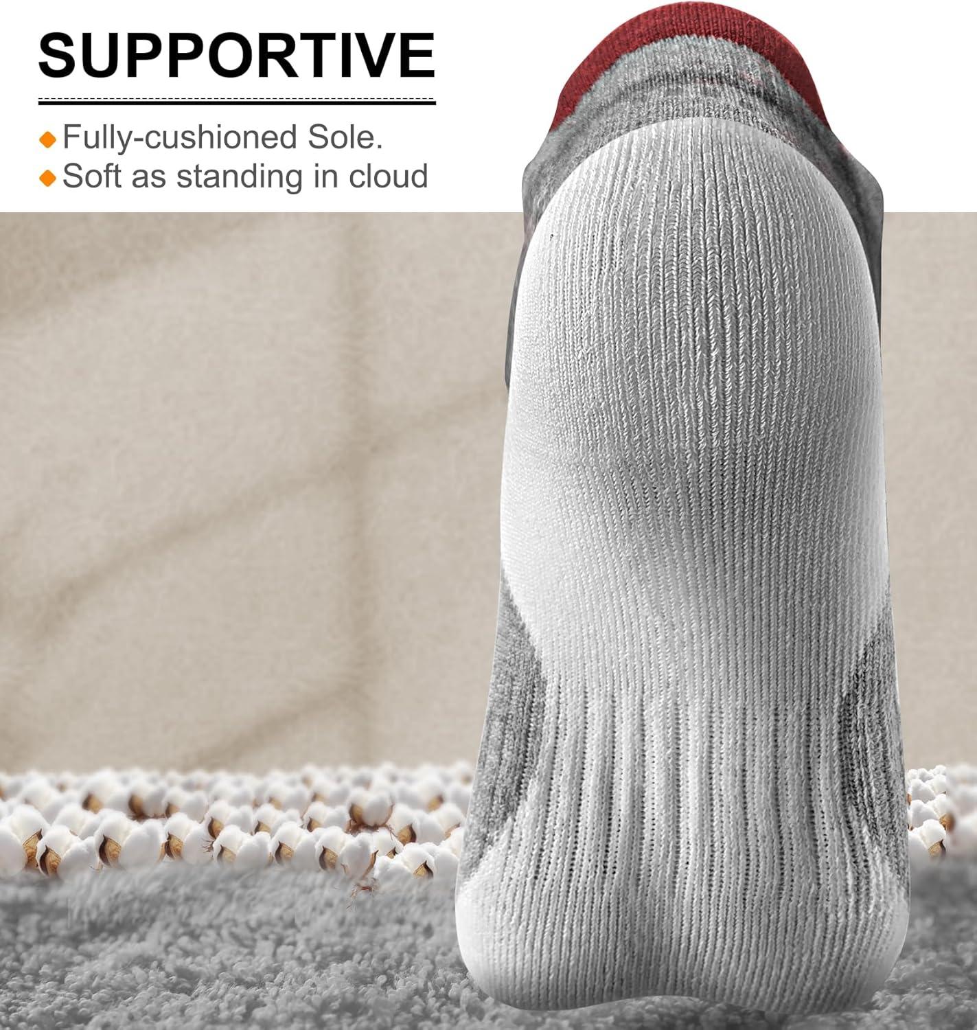 image:imageBULLIANT Men Running SocksActive Ankle Socks No Show For Men With Cushioned Footbed Arch Support Breathable Wicking6pairsgray Heather 4308