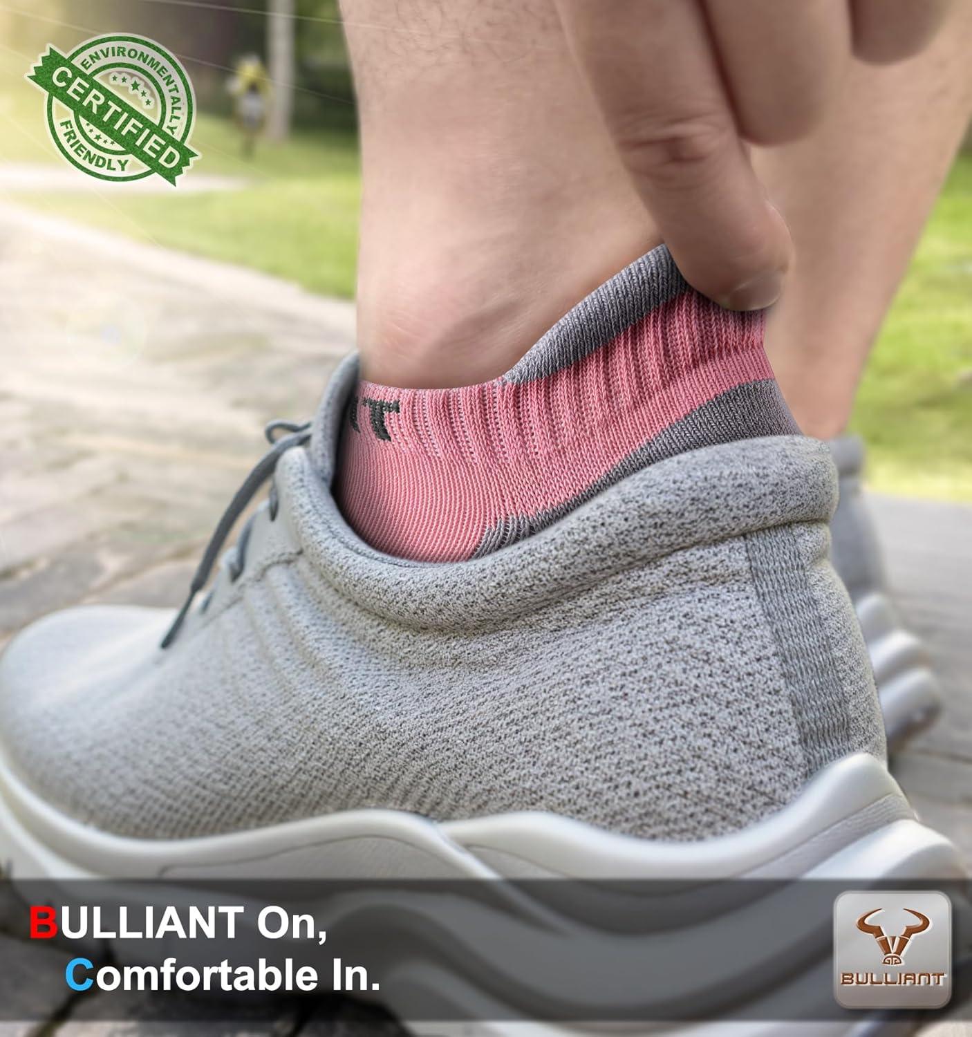 image:imageBULLIANT Men Running SocksActive Ankle Socks No Show For Men With Cushioned Footbed Arch Support Breathable Wicking6pairspink8256