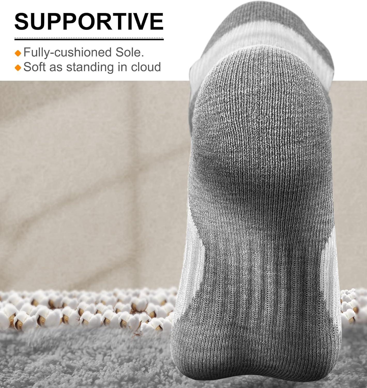 image:imageBULLIANT Men Running SocksActive Ankle Socks No Show For Men With Cushioned Footbed Arch Support Breathable Wicking6pairswhite Fog Blue3005