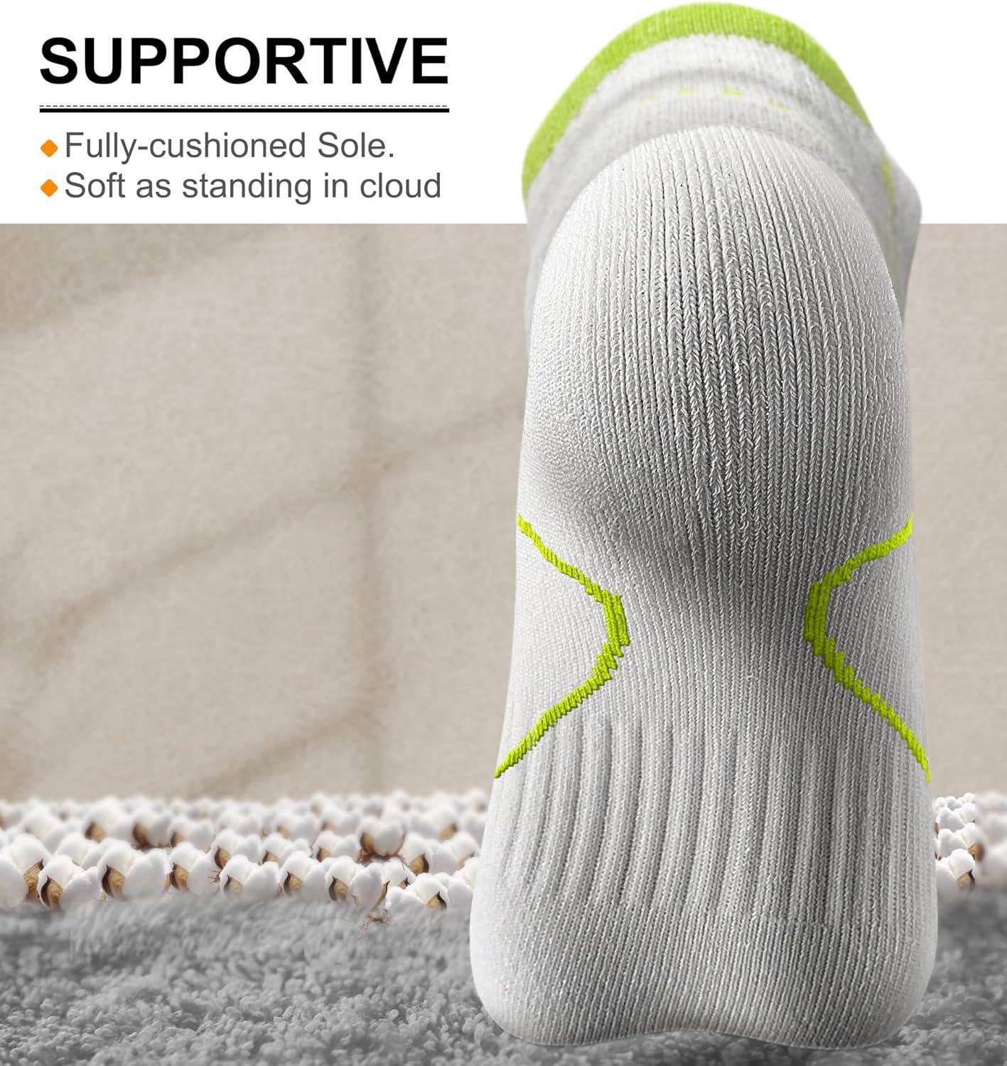 image:imageBULLIANT Men Running SocksActive Ankle Socks No Show For Men With Cushioned Footbed Arch Support Breathable Wicking6pairswhiteMidgetgolf Green3074