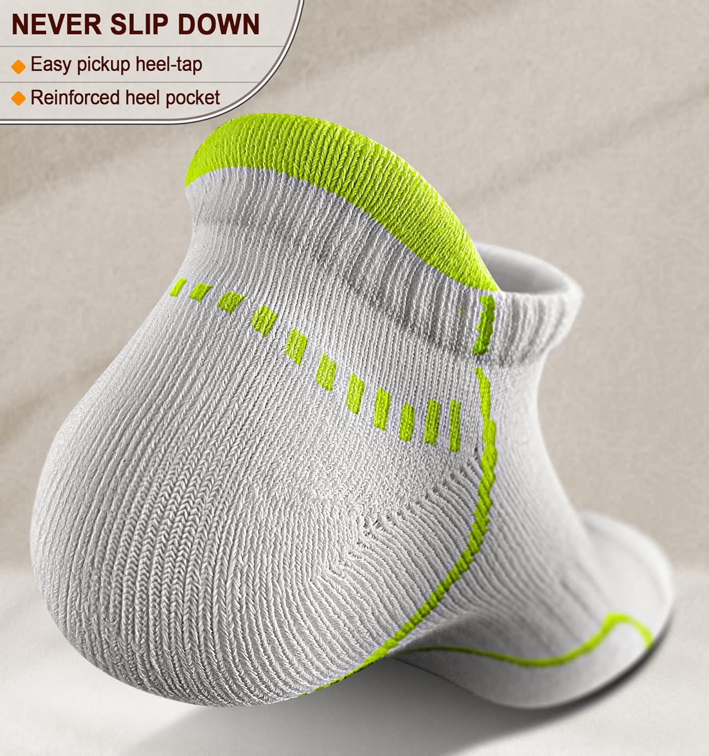 image:imageBULLIANT Men Running SocksActive Ankle Socks No Show For Men With Cushioned Footbed Arch Support Breathable Wicking6pairswhiteMidgetgolf Green3074