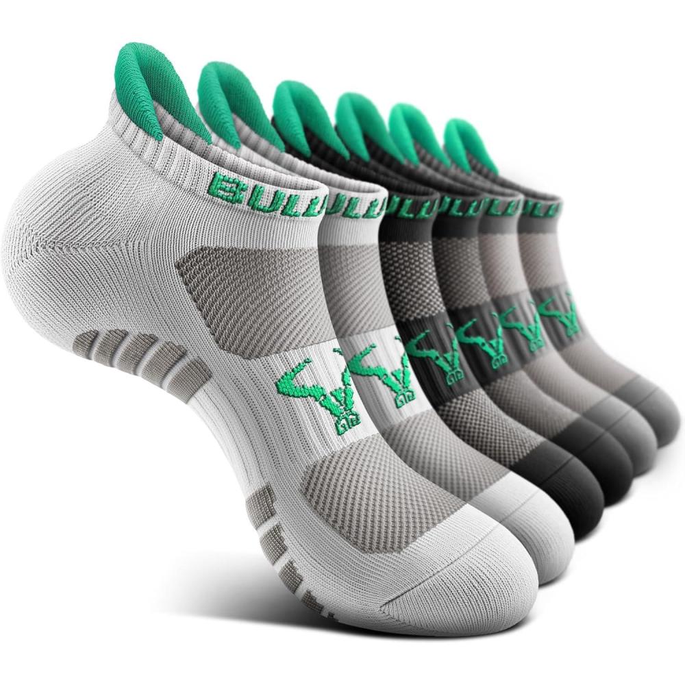 image:imageBULLIANT Men Running SocksActive Ankle Socks No Show For Men With Cushioned Footbed Arch Support Breathable Wicking6pairs3 Color Mixed8648