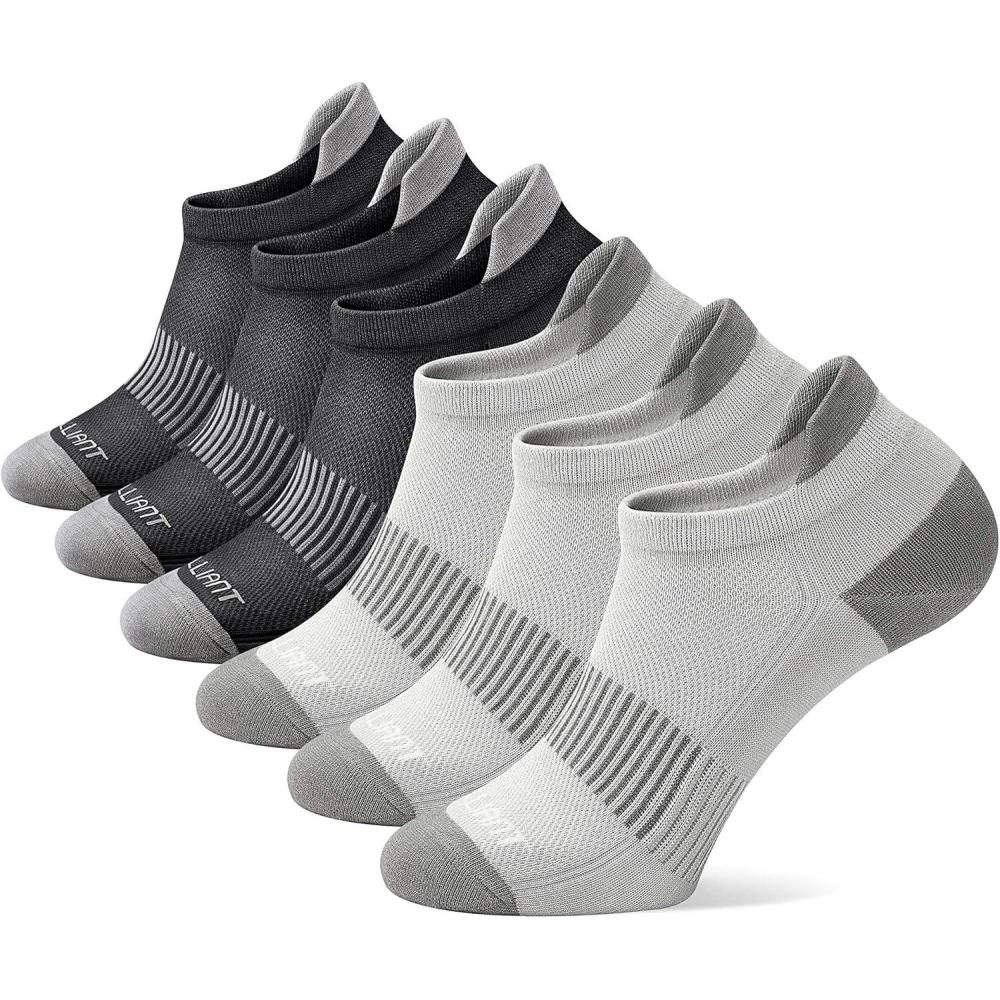 image:imageBULLIANT Men Running SocksActive Ankle Socks No Show For Men With Cushioned Footbed Arch Support Breathable Wicking6pairsblackDark Gray4208
