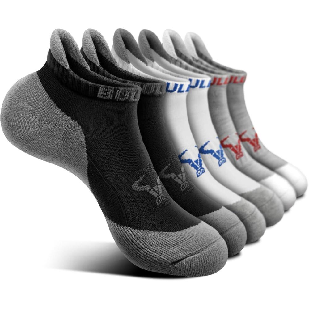 image:imageBULLIANT Men Running SocksActive Ankle Socks No Show For Men With Cushioned Footbed Arch Support Breathable Wicking6pairsblackWhiteGray4583