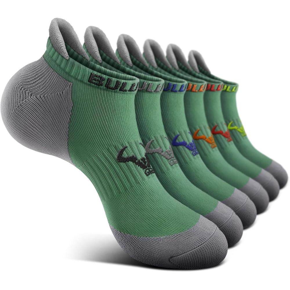 image:imageBULLIANT Men Running SocksActive Ankle Socks No Show For Men With Cushioned Footbed Arch Support Breathable Wicking6pairsshale Green8253