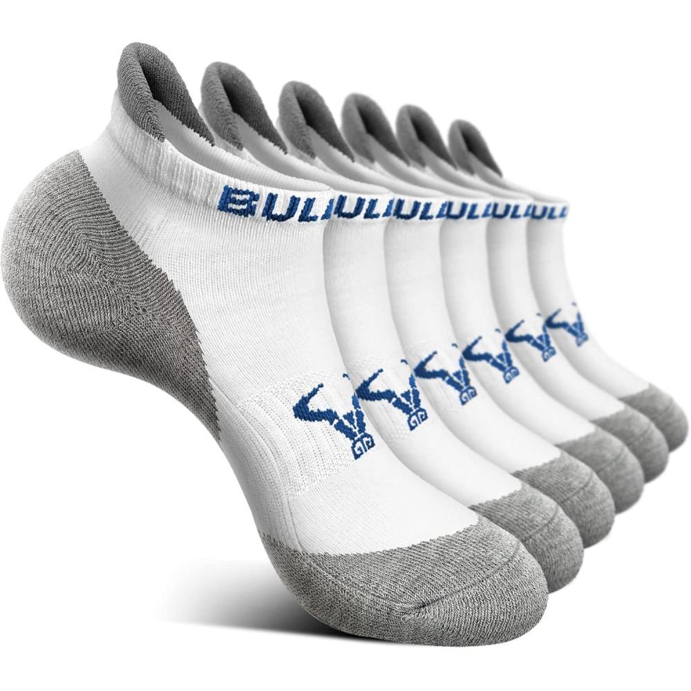 image:imageBULLIANT Men Running SocksActive Ankle Socks No Show For Men With Cushioned Footbed Arch Support Breathable Wicking6pairswhite Fog Blue3005
