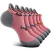 BULLIANT Men Running Socks,Active Ankle Socks No Show For Men With Cushioned Footbed Arch Support Breathable Wicking(6pairs-pink8256)