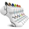 BULLIANT Men Running Socks,Active Ankle Socks No Show For Men With Cushioned Footbed Arch Support Breathable Wicking(6pairs-white 6 Color Mixed3073)