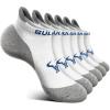 BULLIANT Men Running Socks,Active Ankle Socks No Show For Men With Cushioned Footbed Arch Support Breathable Wicking(6pairs-white /Fog Blue3005)