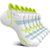 BULLIANT Men Running Socks,Active Ankle Socks No Show For Men With Cushioned Footbed Arch Support Breathable Wicking(6pairs-white/Midgetgolf Green3074)