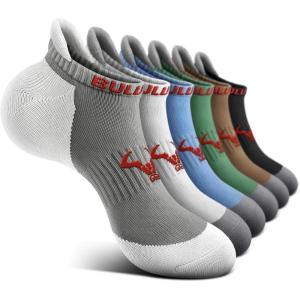 BULLIANT Men Running Socks,Active Ankle Socks No Show For Men With Cushioned Footbed Arch Support Breathable Wicking(6pairs-6 Color Mixed8257)