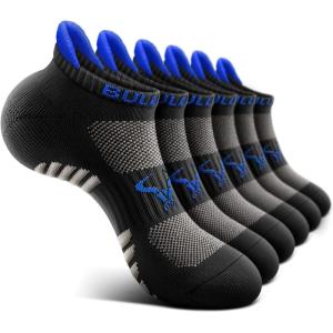 BULLIANT Men Running Socks,Active Ankle Socks No Show For Men With Cushioned Footbed Arch Support Breathable Wicking(6pairs-black8647)