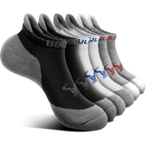 BULLIANT Men Running Socks,Active Ankle Socks No Show For Men With Cushioned Footbed Arch Support Breathable Wicking(6pairs-black/White/Gray4583)