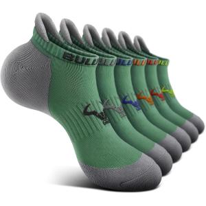 BULLIANT Men Running Socks,Active Ankle Socks No Show For Men With Cushioned Footbed Arch Support Breathable Wicking(6pairs-shale Green8253)