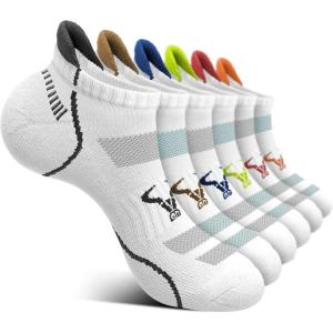 BULLIANT Men Running Socks,Active Ankle Socks No Show For Men With Cushioned Footbed Arch Support Breathable Wicking(6pairs-white 6 Color Mixed3073)