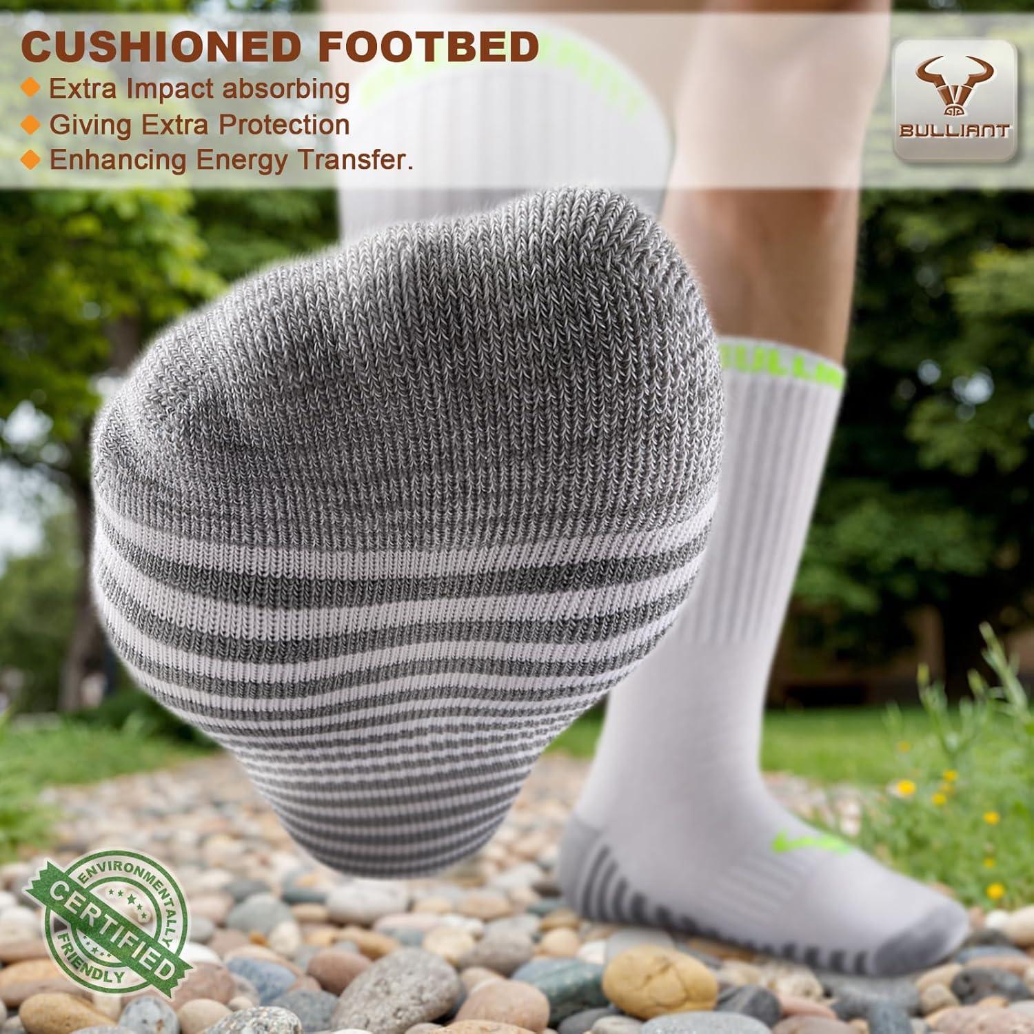 image:imageBULLIANT Men Athletic Socks Compression Sports Crew Socks Cushioned For Men Outdoor Running HikingArch Compression Support6pairscreamy White8390