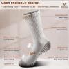 BULLIANT Men Athletic Socks, Compression Sports Crew Socks Cushioned For Men Outdoor Running Hiking-Arch Compression Support(6pairs-creamy White8390)