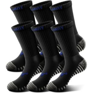 BULLIANT Men Athletic Socks, Compression Sports Crew Socks Cushioned For Men Outdoor Running Hiking-Arch Compression Support(6pairs-black8392)