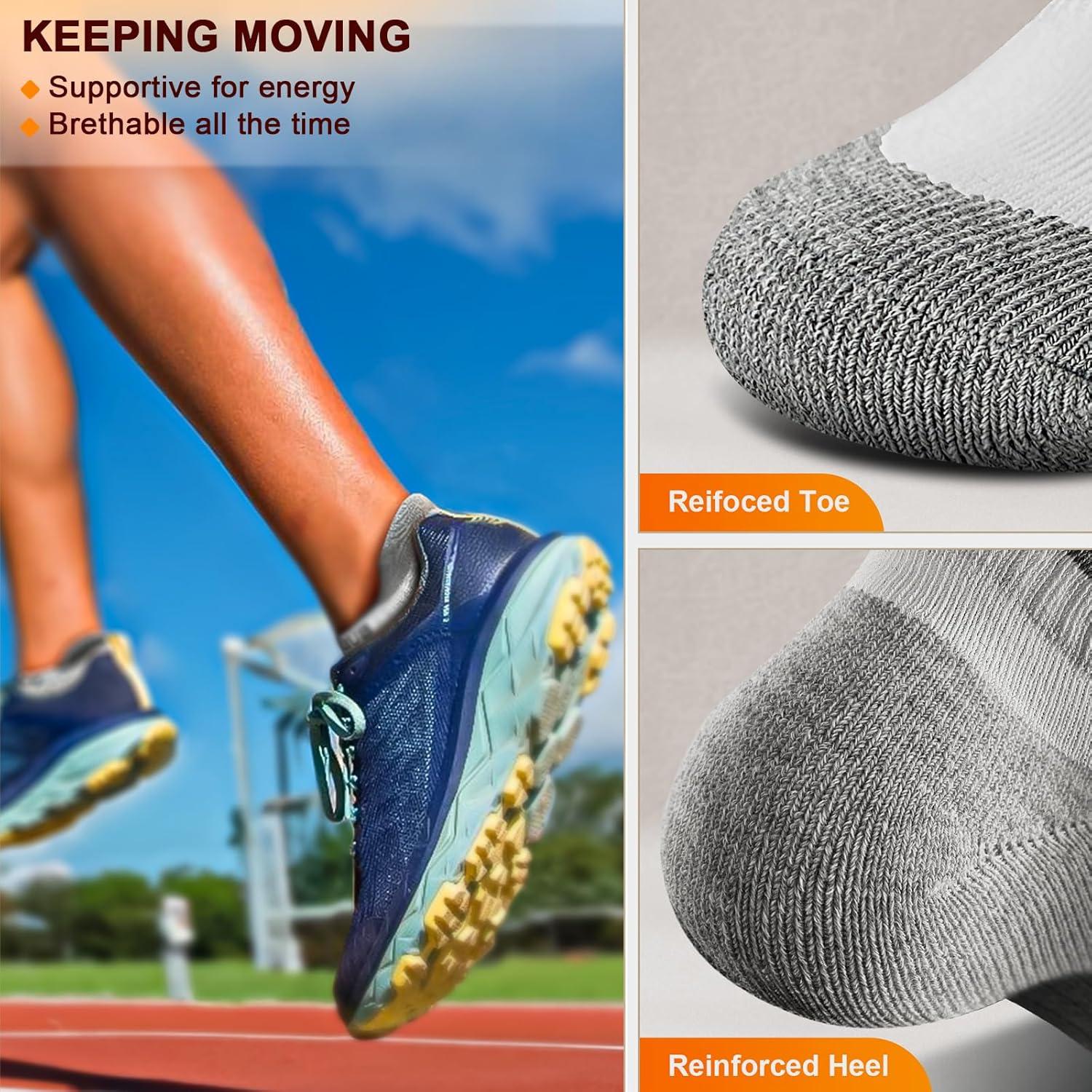 image:imageBULLIANT Women Ankle Socks Active LowCut Sock Cushioned Footbed Arch Support for Running Walking Sneakers6pairswhite 6 Color Mixed4810