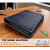 BULLIANT Men Wallet,Top Grain Leather Slim Wallet Magnetic Closure Simplifed Bill Folder RFID Blocking 11Cards(Purplish Blue8658)