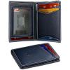 BULLIANT Men Wallet,Top Grain Leather Slim Wallet Magnetic Closure Simplifed Bill Folder RFID Blocking 11Cards(Purplish Blue8658)