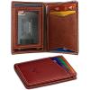 BULLIANT Men Wallet,Top Grain Leather Slim Wallet Magnetic Closure Simplifed Bill Folder RFID Blocking 11Cards(Red8660)