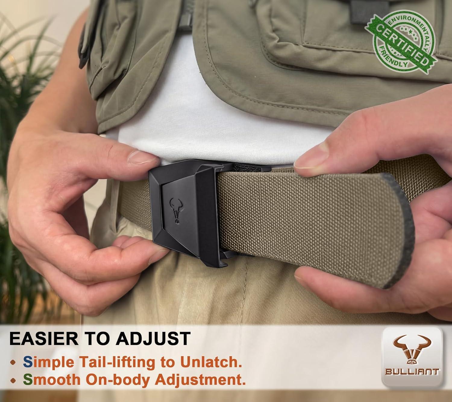 image:imageBULLIANT Men Belt 2 PackNylon Web Holster Belt Stretch for Gift Men Outdoor Work Sports Hunting HikingQuick Release2packblackBeige8656