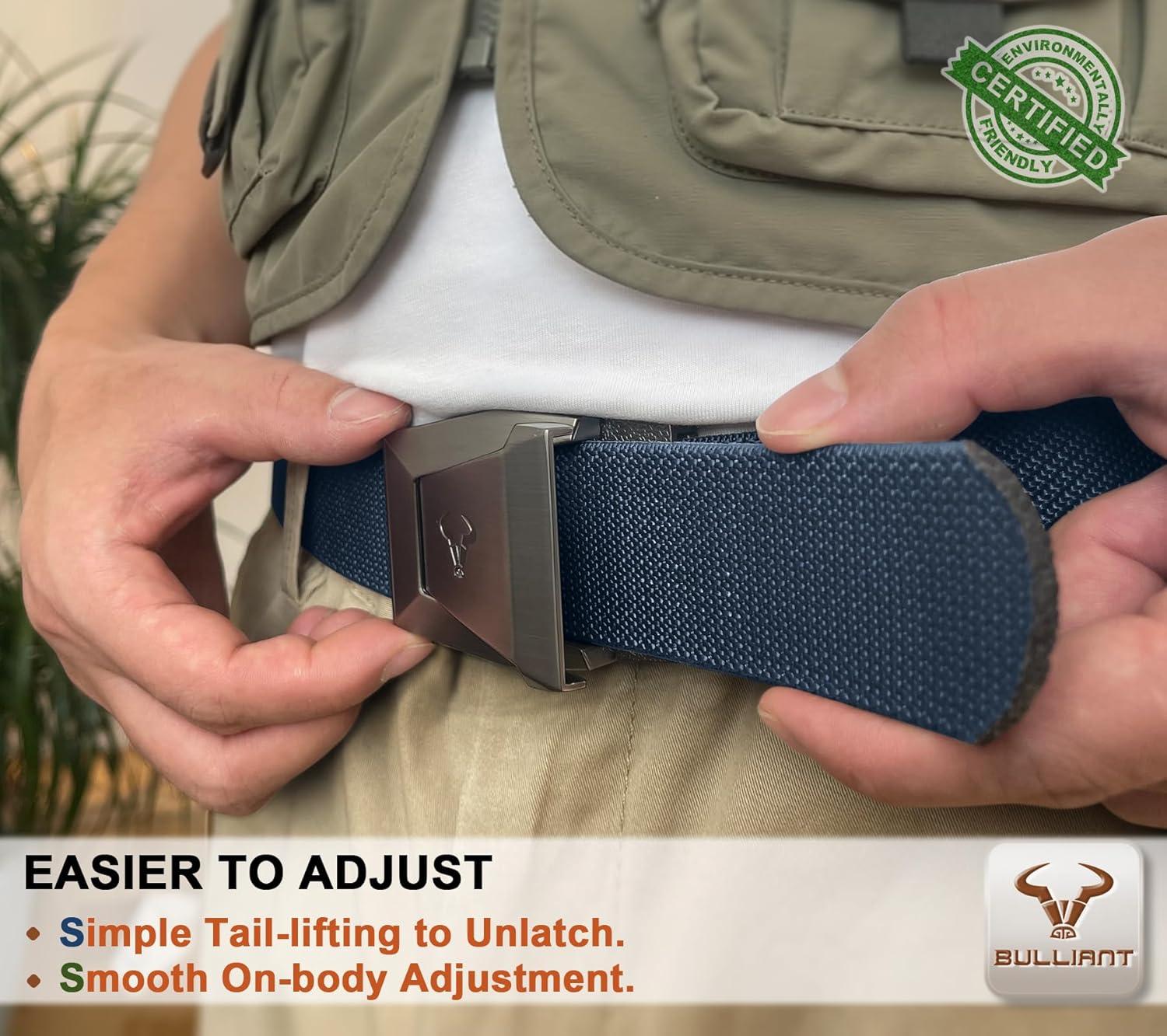 image:imageBULLIANT Men Belt 2 PackNylon Web Holster Belt Stretch for Gift Men Outdoor Work Sports Hunting HikingQuick Release2packblackPurplish Blue8657