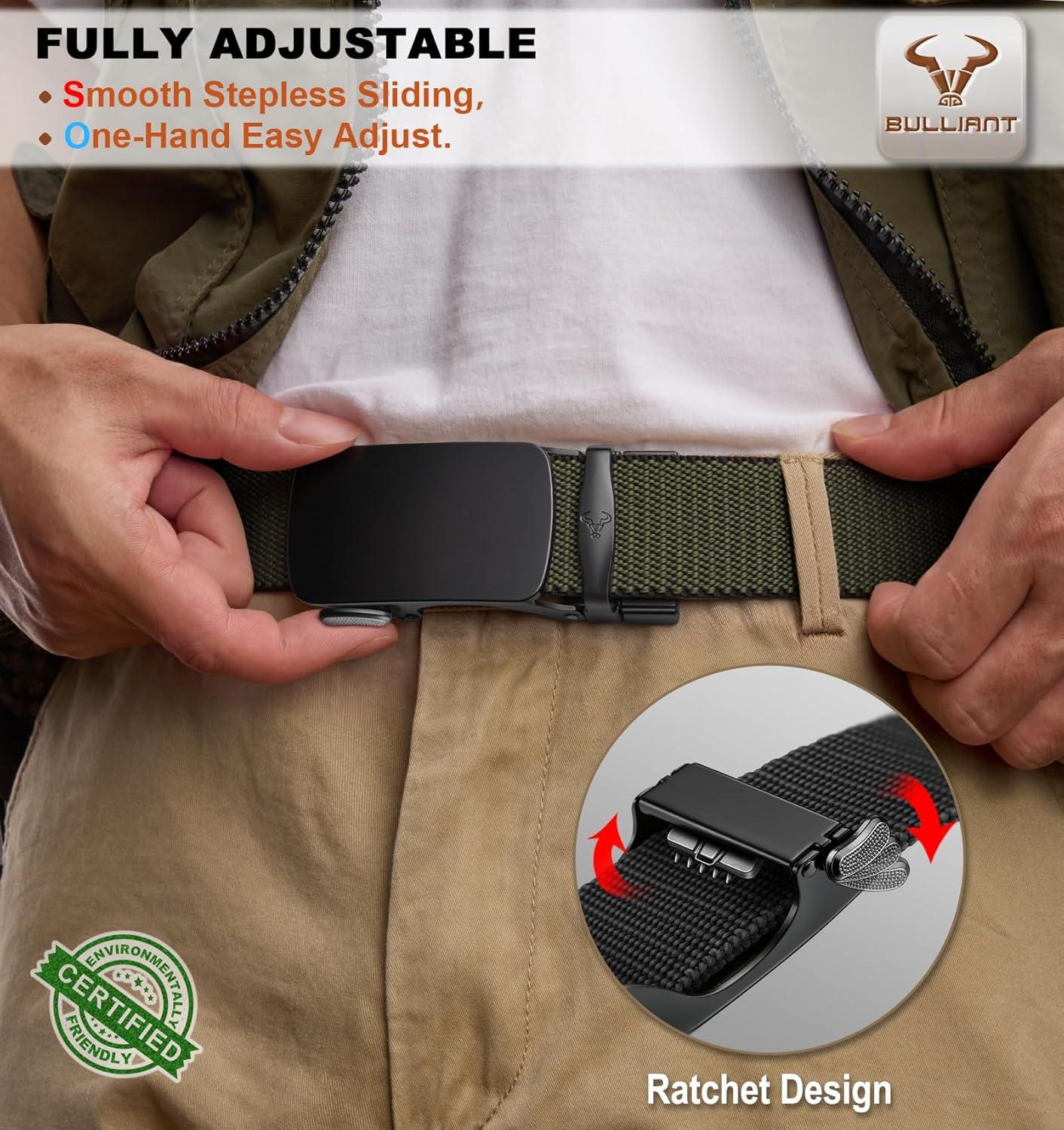 image:imageBULLIANT Men BeltReversible Ratchet Belt Stretchable for Gift Men Work Casual Golf 1 38Cut For Fit 2 In 1BeltBlackNavy Green8366